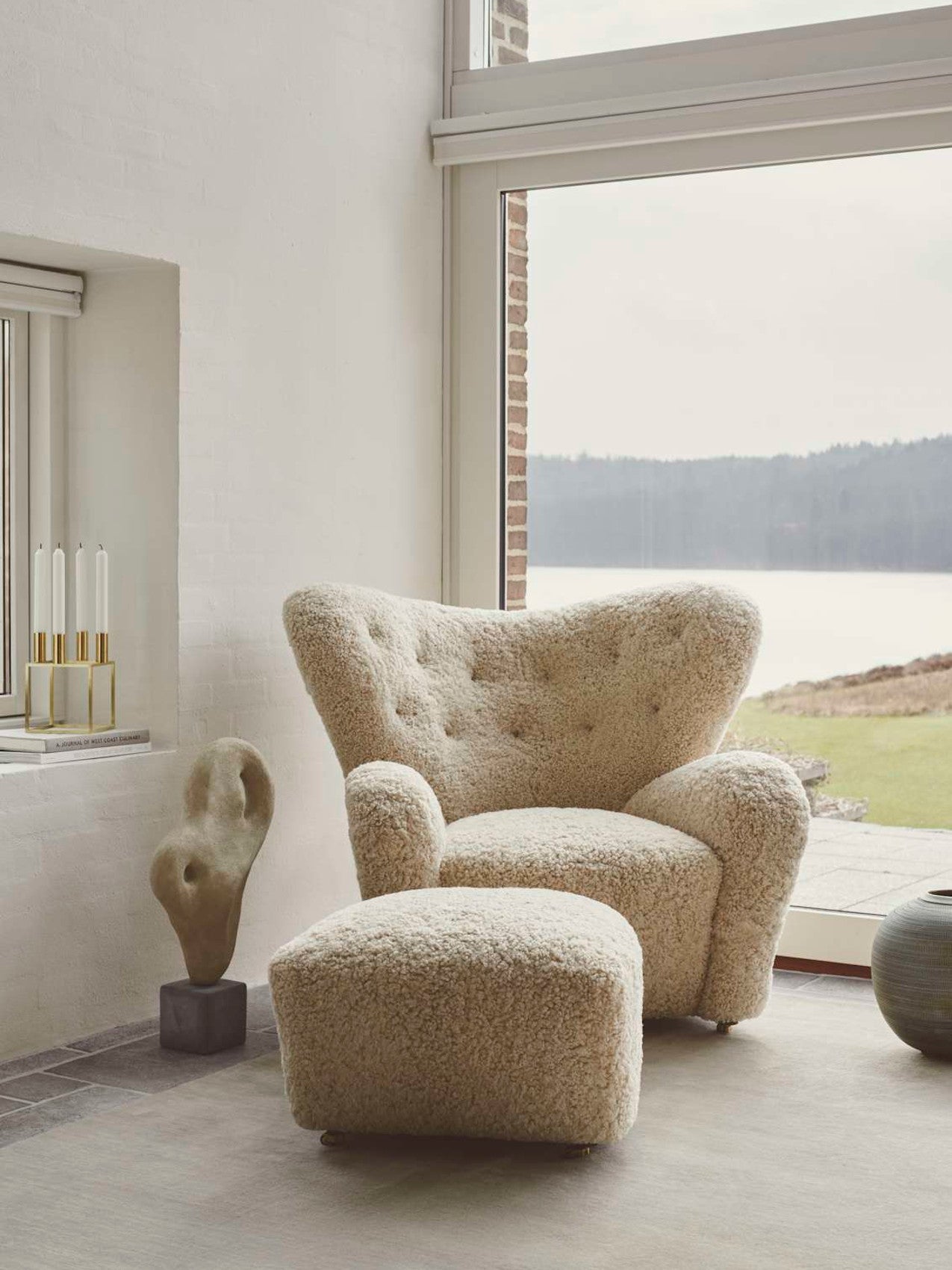 Tired Man Ottoman. Sheepskin