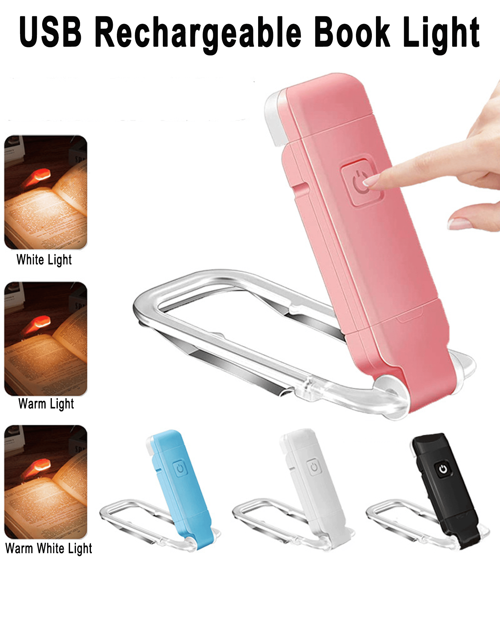 USB Rechargeable Book Light for Reading in Bed