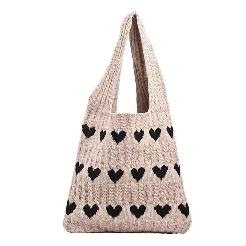 Women's Large Polyester Heart Shape Basic Square Open Tote Bag