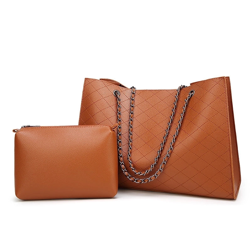 Women's Pu Leather Solid Color Streetwear Square Zipper Bag Sets
