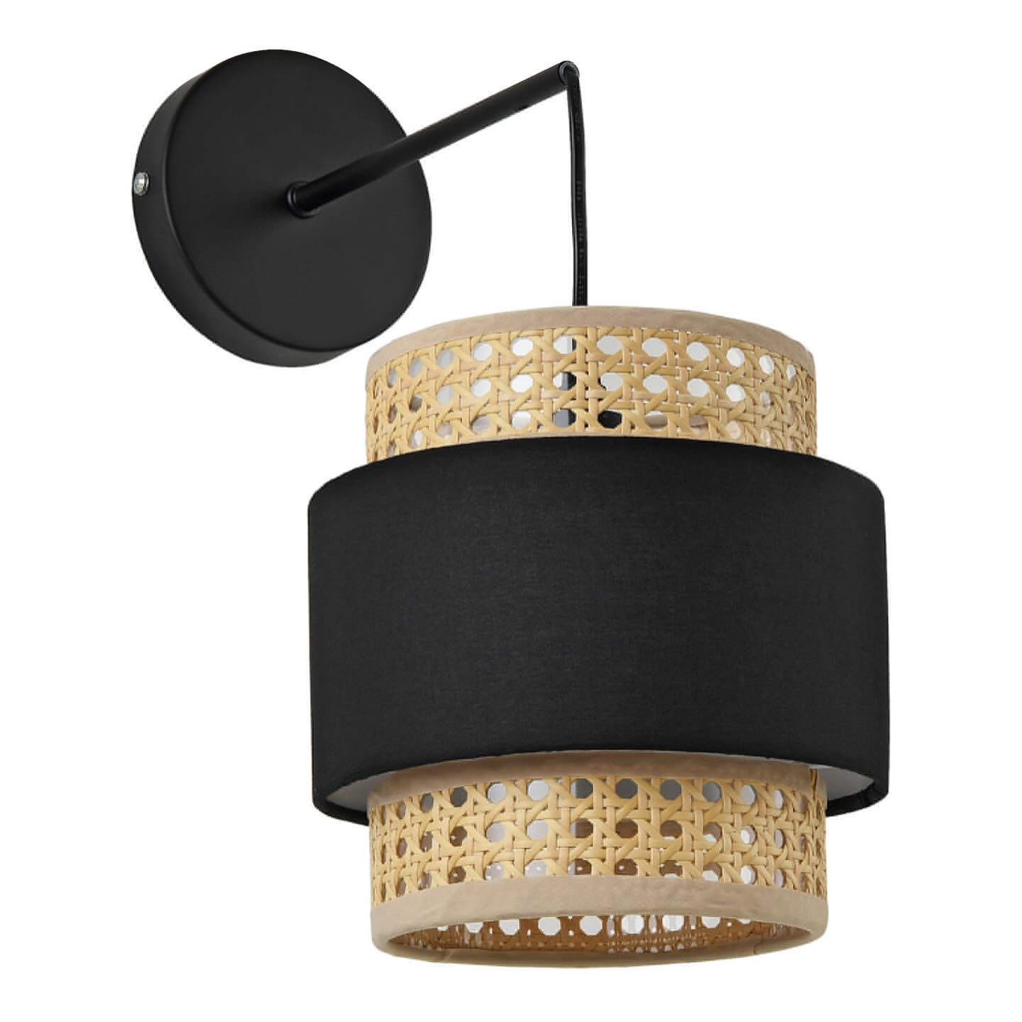Dual-Tier Rattan Wall Light