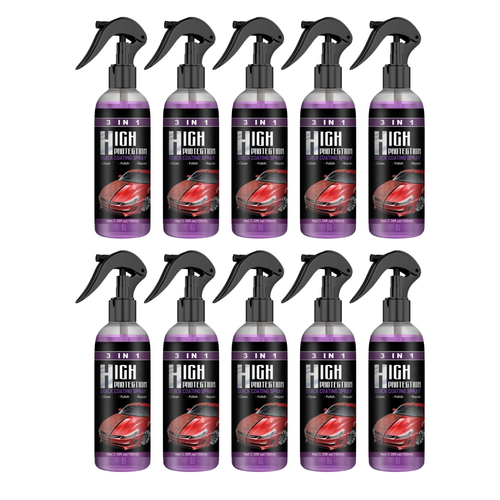 3 in 1 ceramic car coating spray. saves time and money. No more tedious car washing.