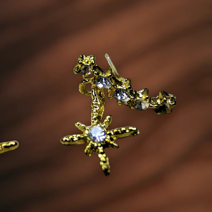 Moon And Star Stone Earrings