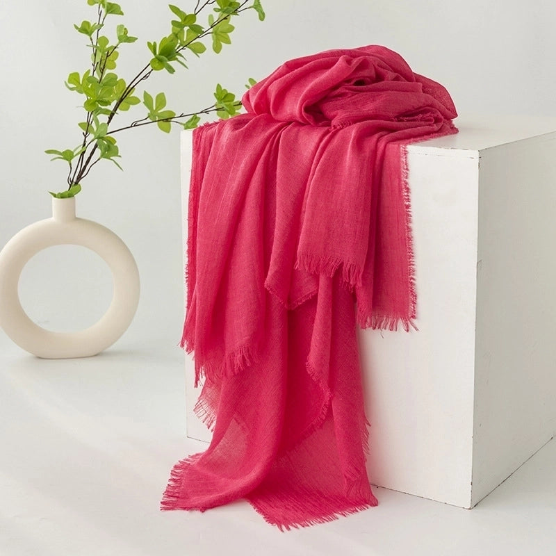 Women's Minimalist Solid Color Polyester Silk Scarf