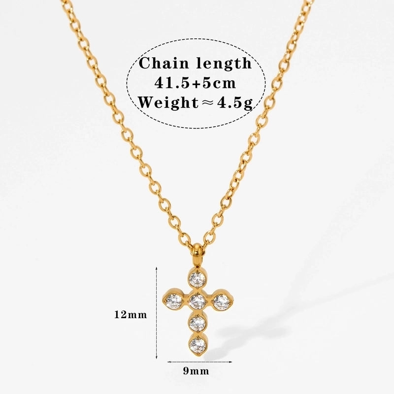 Modern Style Artistic Cross 304 Stainless Steel 16K Gold Plated White Gold Plated Necklace