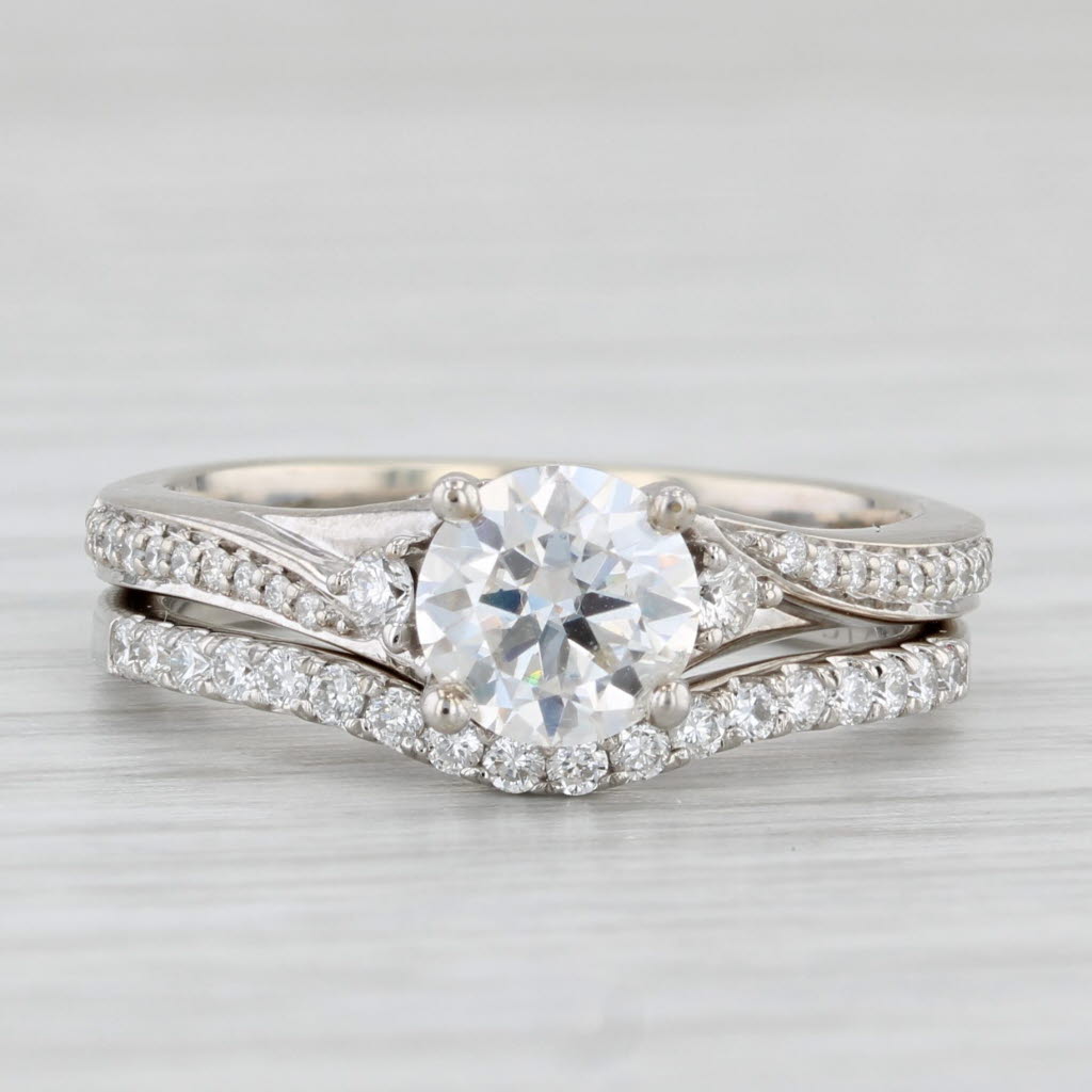 Semi Mount Diamond Engagement Ring Wedding Band Bridal Set 14k Gold Size 7.5
