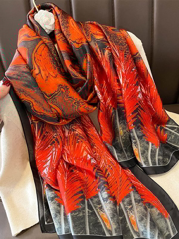 Leaves Print Sun Protection Shawl&Scarf