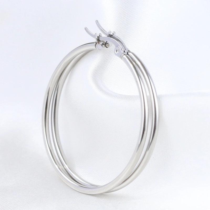 Minimalist Round Titanium Steel Plating Earrings 1 Pair