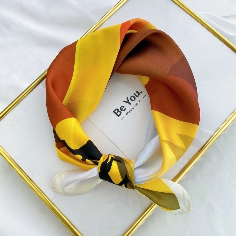 Fashion Contrast Color Printing Small Square Scarf