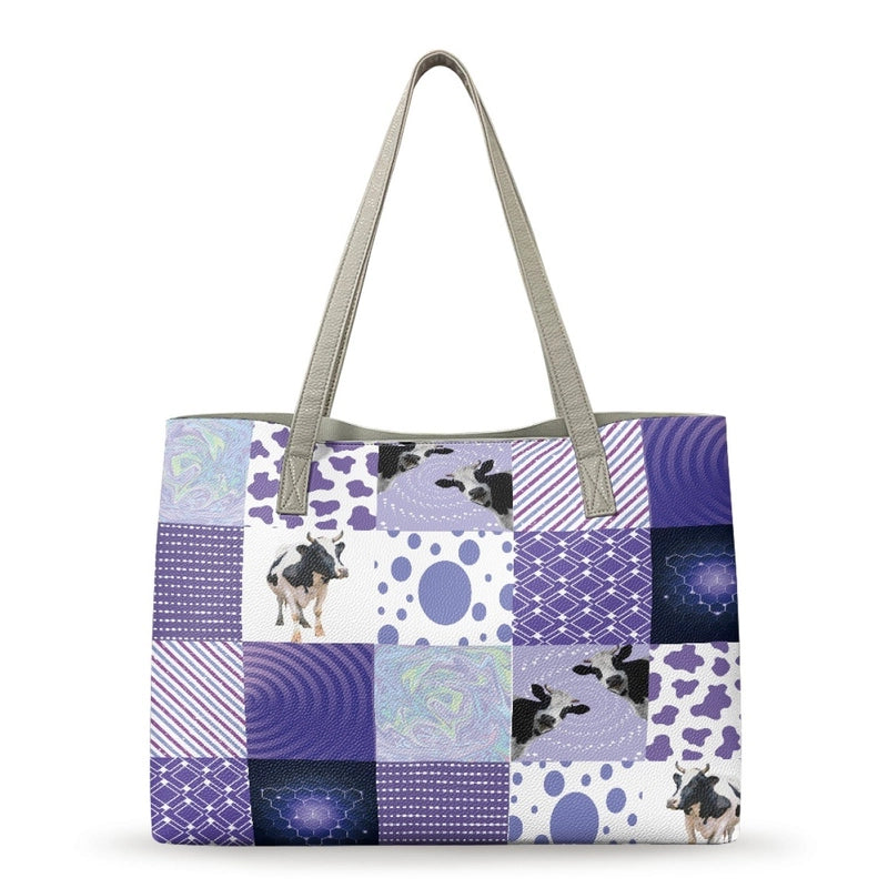Women's Medium Pu Leather Customized Color Block Vintage Style Classic Style Square Open Tote Bag