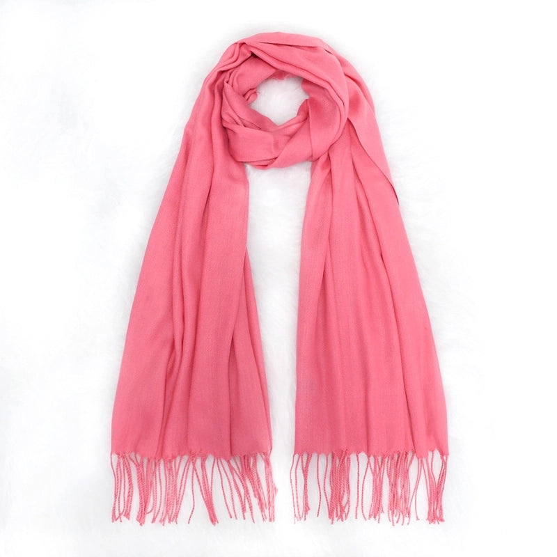 Autumn And Winter Solid Color Cashmere Scarf Women's Red Annual Meeting Printed LOGO Embroidery 200g Warm Shawl Scarf