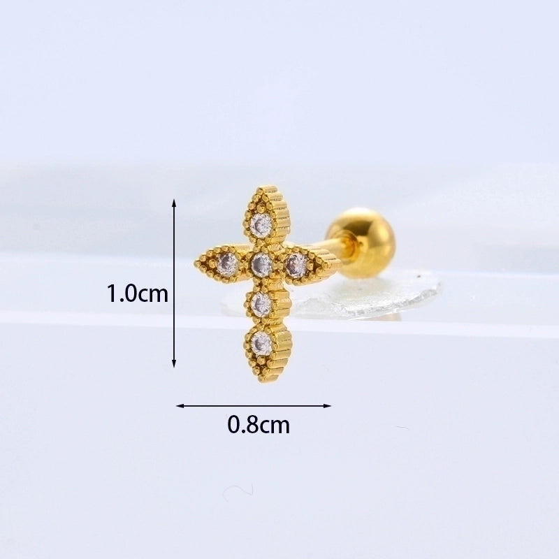 Ear Cartilage Rings & Studs Fashion Geometric Copper Plating Artificial Gemstones