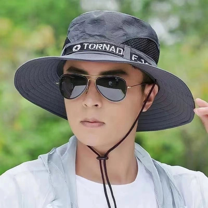 Men's Casual Minimalist Letter Printing Wide Eaves Sun Hat
