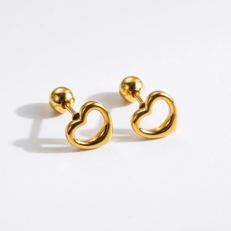 1 Pair Commute Rabbit Heart Shape Crown 304 Stainless Steel 18K Gold Plated Ear Studs