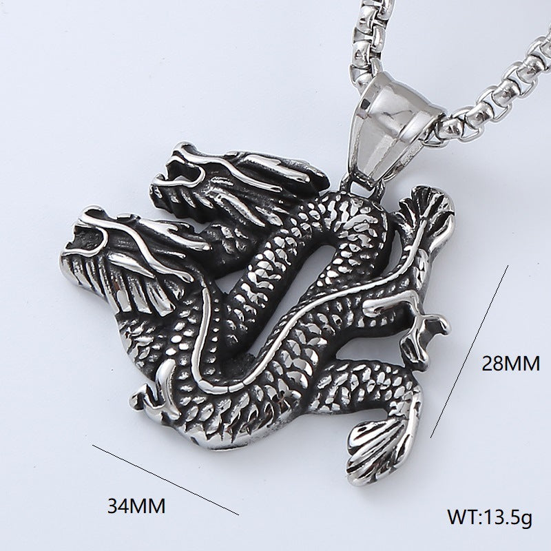 Aml Personalized Animal Head Hip-Hop Punk Style Titanium Steel Men'S Necklace