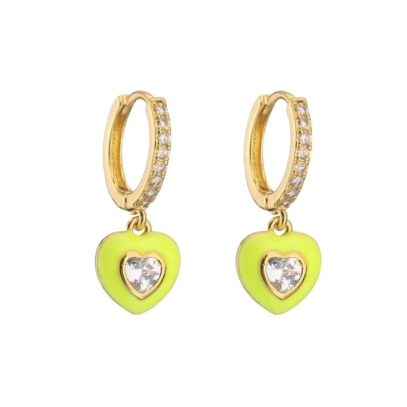Cute Heart Plating Copper Zircon Copper Earrings