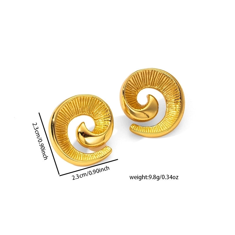 1 Pair Elegant Heart Shape Flower Spiral Titanium Steel Ear Studs