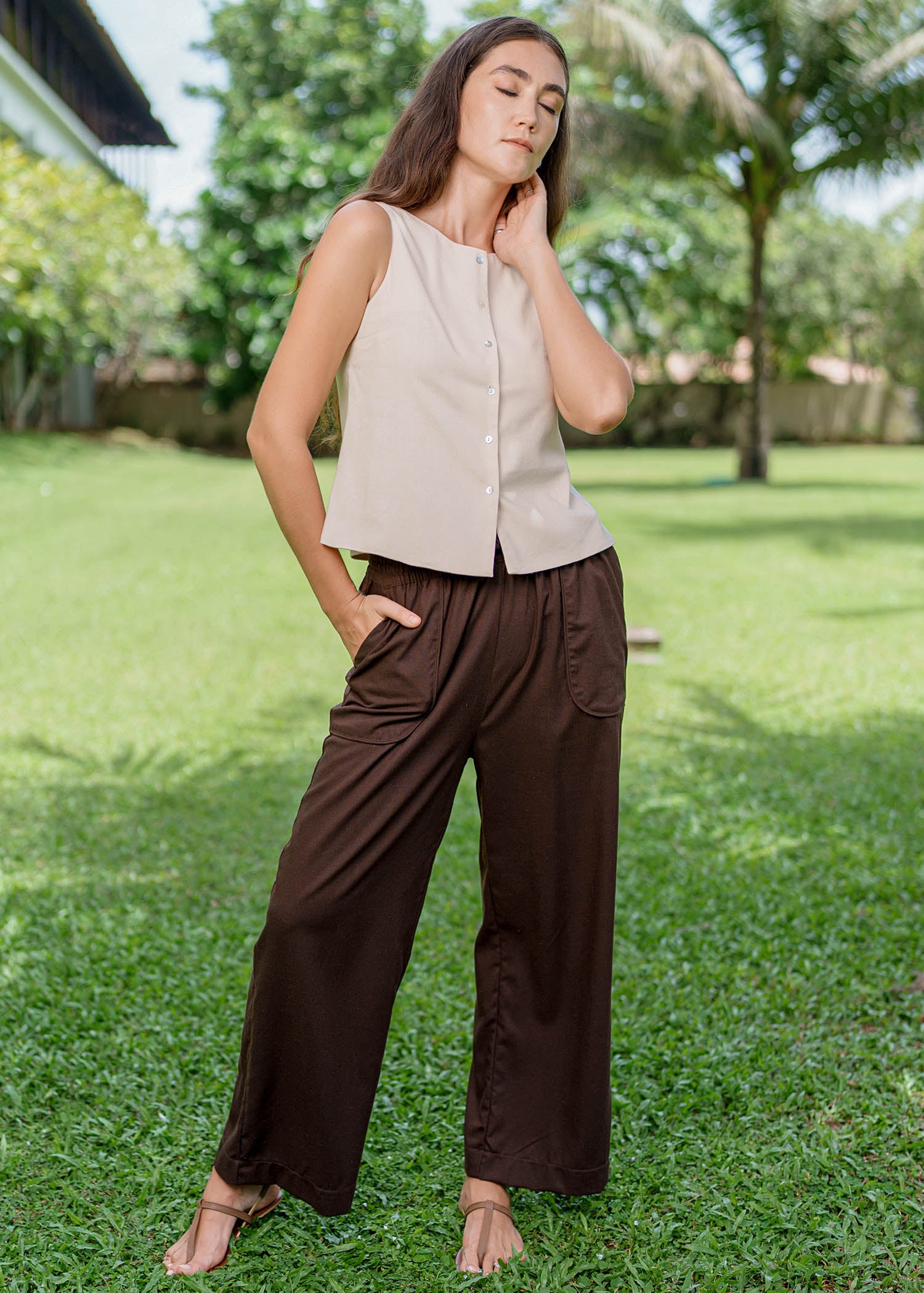 Sleeveless Button Down Blouse