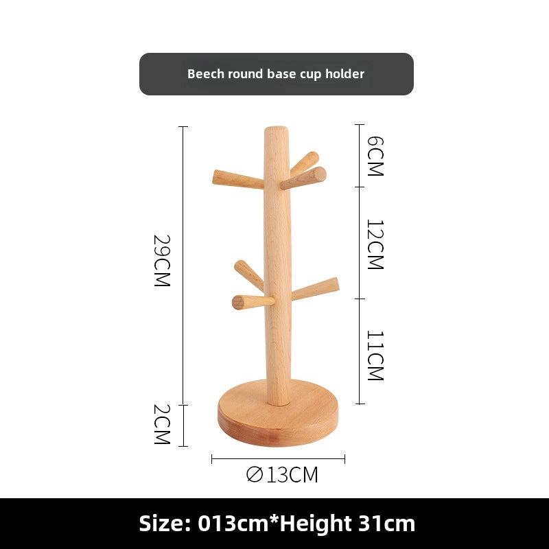Wooden Six-claw Cup Holder Creative Beech Cup Drain Hanger Household Water Cup Mug Storage Rack