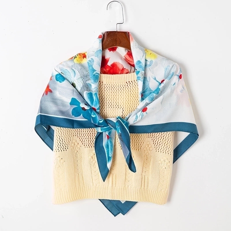 Adults Casual Wedding Pastoral Letter Cotton And Linen Printing Floral Scarf