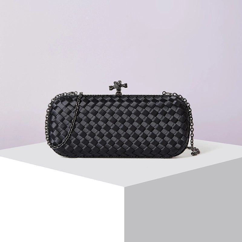 Factory Direct Sales Silk Hand-woven Women's Clutch Crossbody Simple Evening Bag Chain Pouch