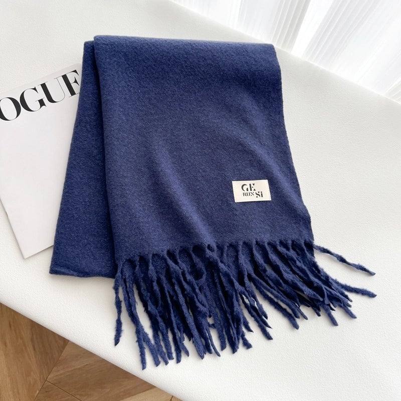 Women's Minimalist Solid Color Imitation Cashmere Tassel Scarf