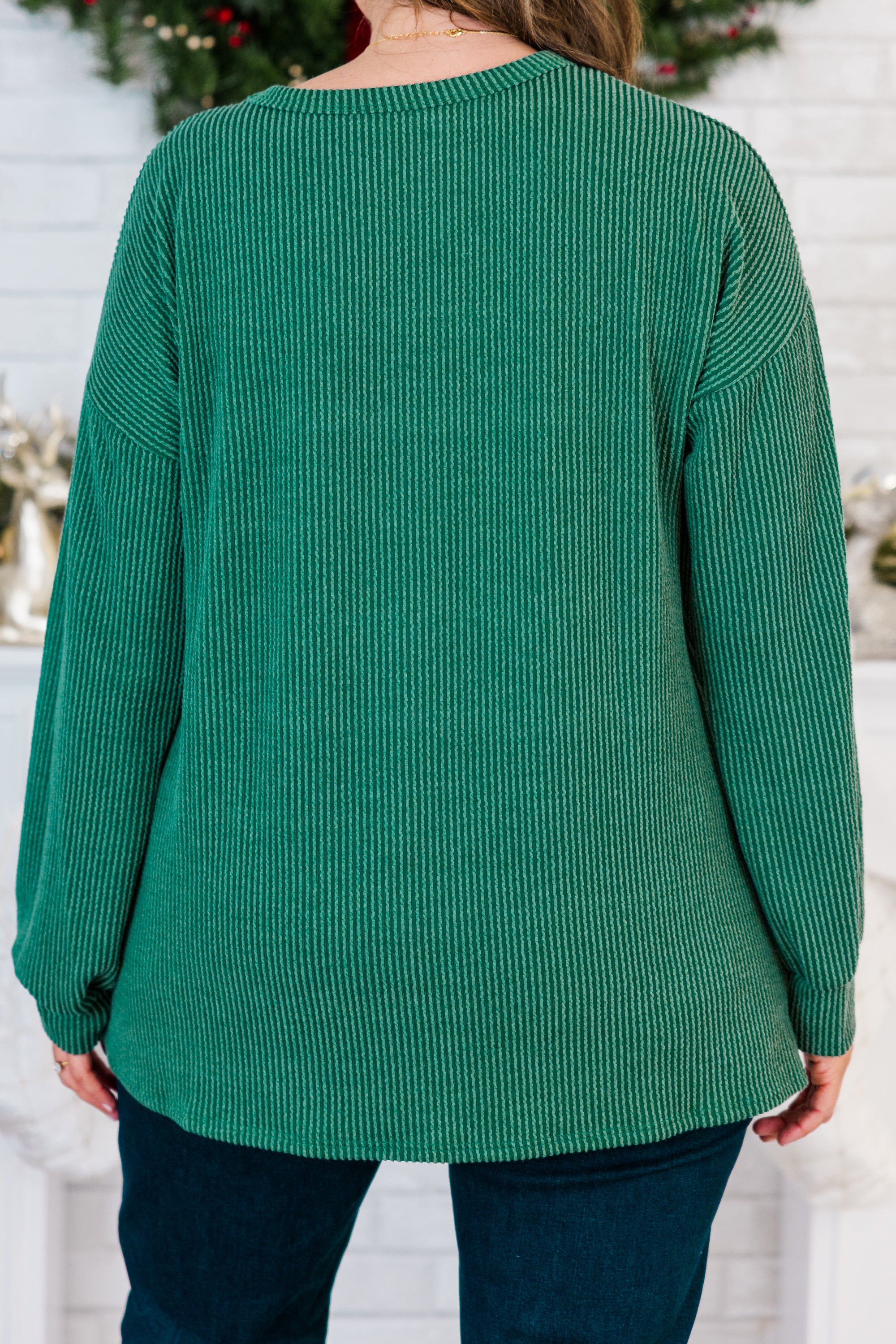 Merry And Bright Pullover. Hunter Green