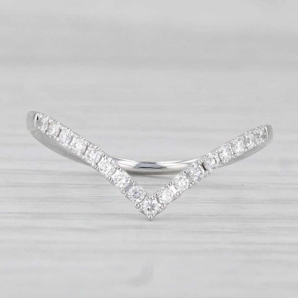 New 0.19ctw Diamond Contoured V Wedding Band 14k Gold Stackable Anniversary Ring
