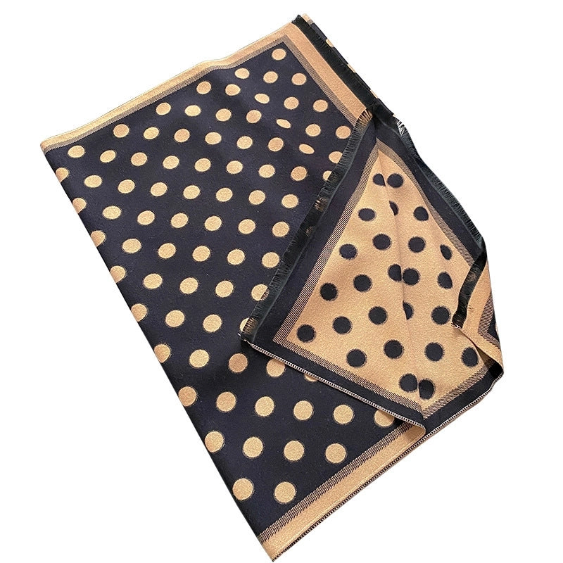 Autumn And Winter Retro Scarf Women's Outer Wear Versatile  Polka Dot Double-sided Color Matching Thick Warm Shawl