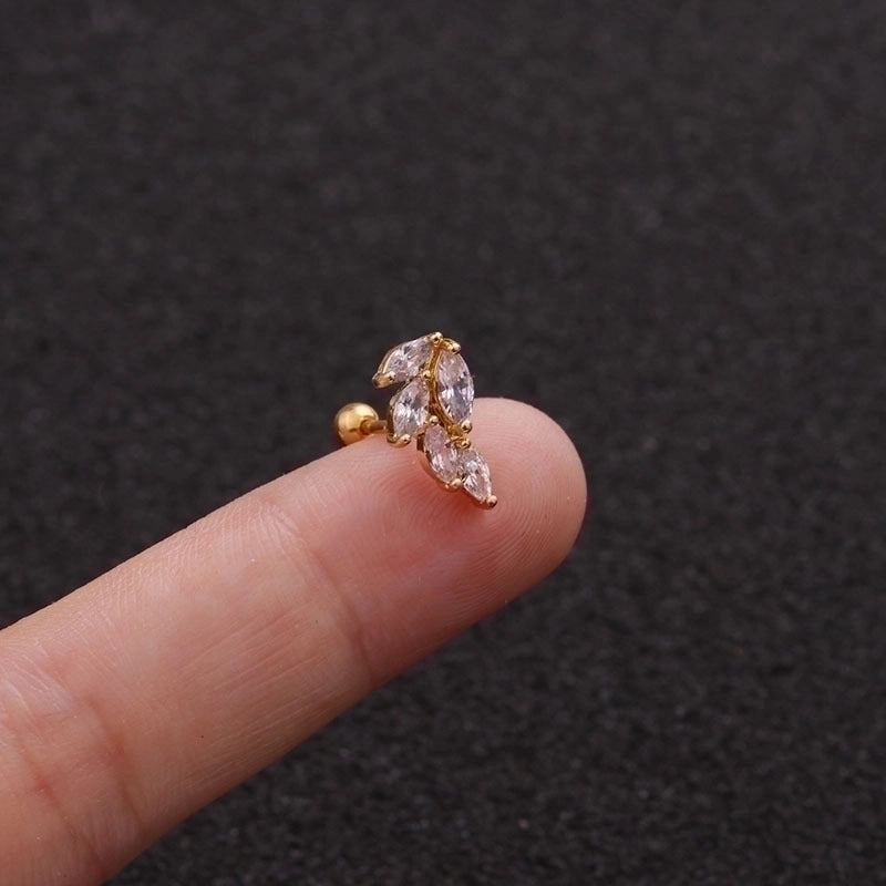 Minimalist Triangle Round Water Droplets Stainless Steel Copper Inlaid Zircon Ear Studs 1 Piece
