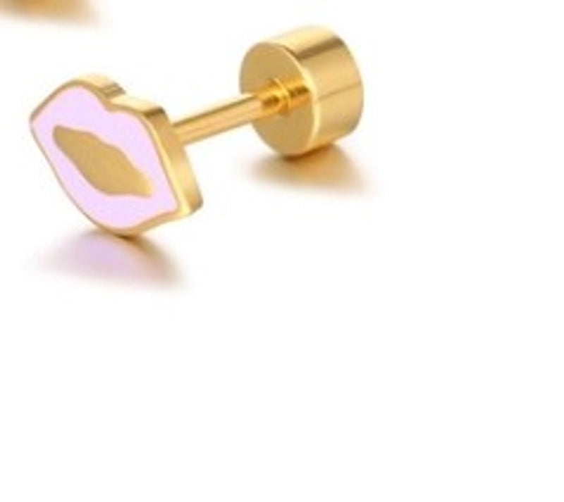 1 Piece Fashion Lips Plating 304 Stainless Steel Ear Studs