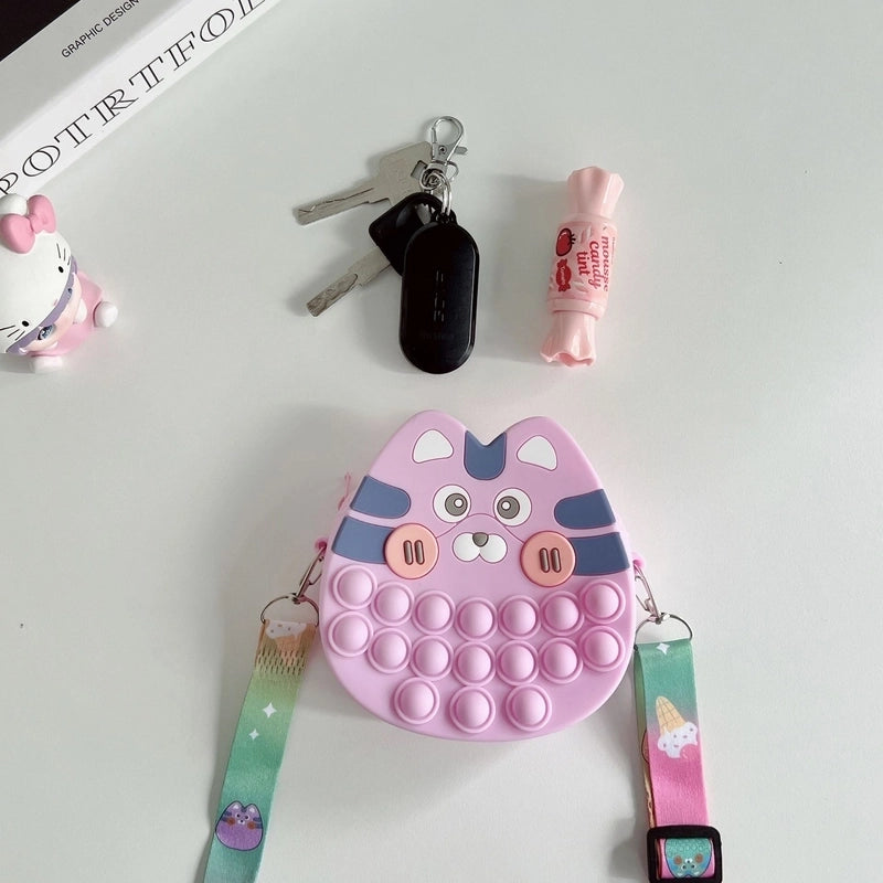 Unisex Silica Gel Animal Sweet Round Zipper Coin Purse