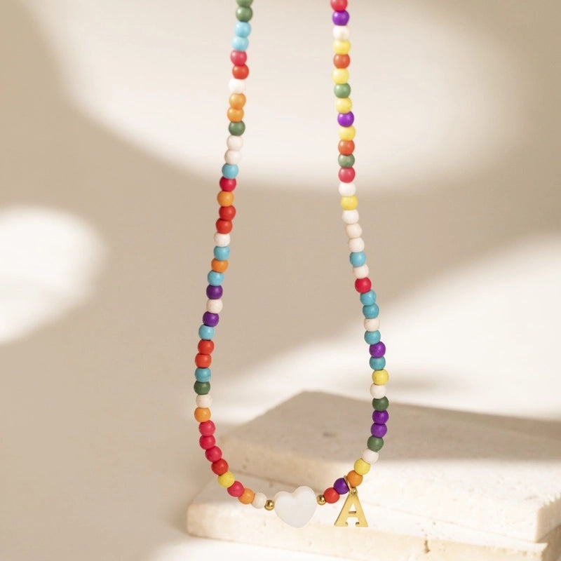 Cute Geometric 304 Stainless Steel Beaded Chain Pendant Necklace