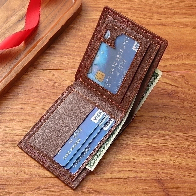 Men's Solid Color Pu Leather Open Wallets