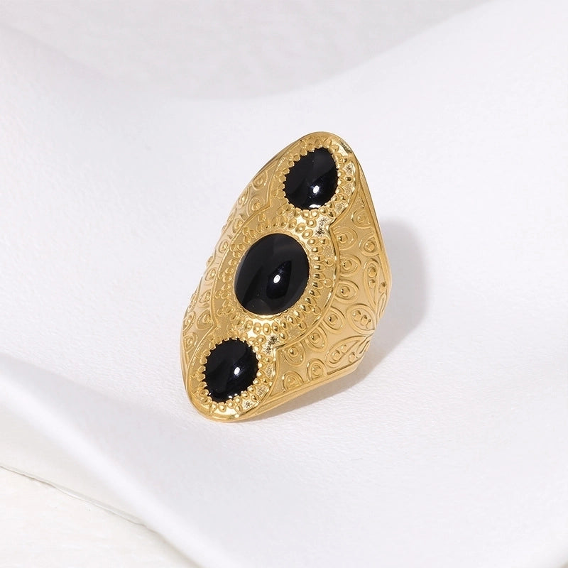 Casual Minimalist Geometric 304 Stainless Steel Hollow Out Inlay Open Rings
