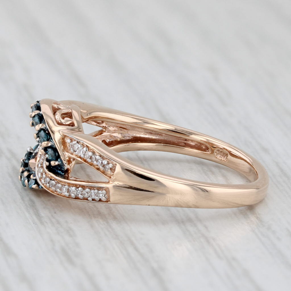 0.26ctw Blue White Diamond Knot Ring 10k Rose Gold Size 6.75