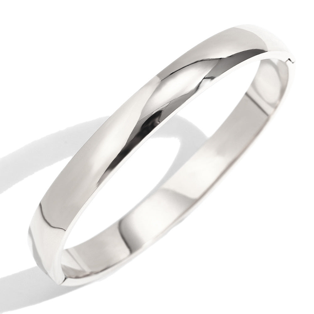 Fashionable Simple Personalized Versatile Hand Jewelry Stainless Steel Plated With 18K Gold Niche 4Mm Wide Smooth Bracelet For Women