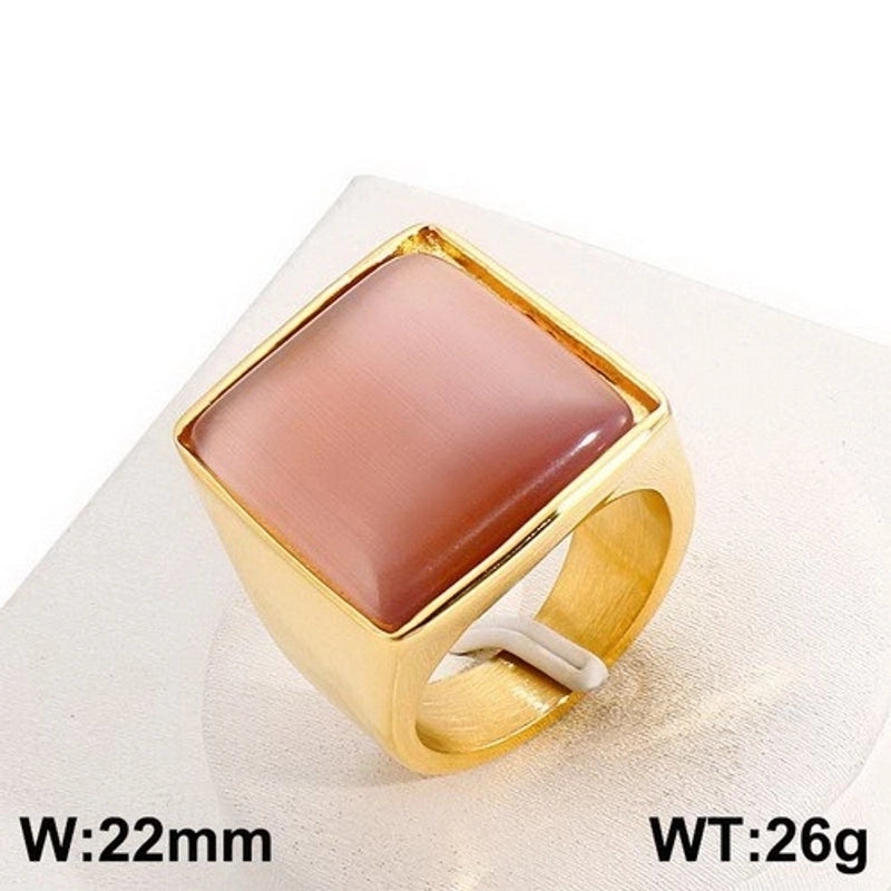 Vintage Style Geometric Square Stainless Steel 18K Gold Plated Plating Rings
