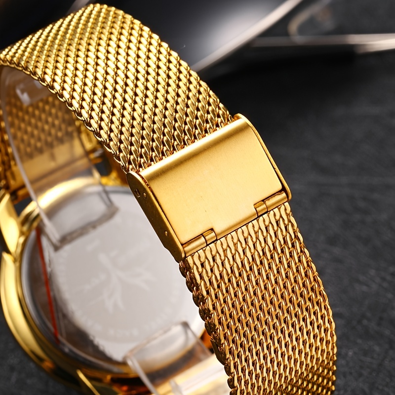 1pc Fashion Simple Watch Original Stianless Steel Bracelet Wristwatch Casual Golden Round Waterproof AAA Women Men Clock Dropshipping