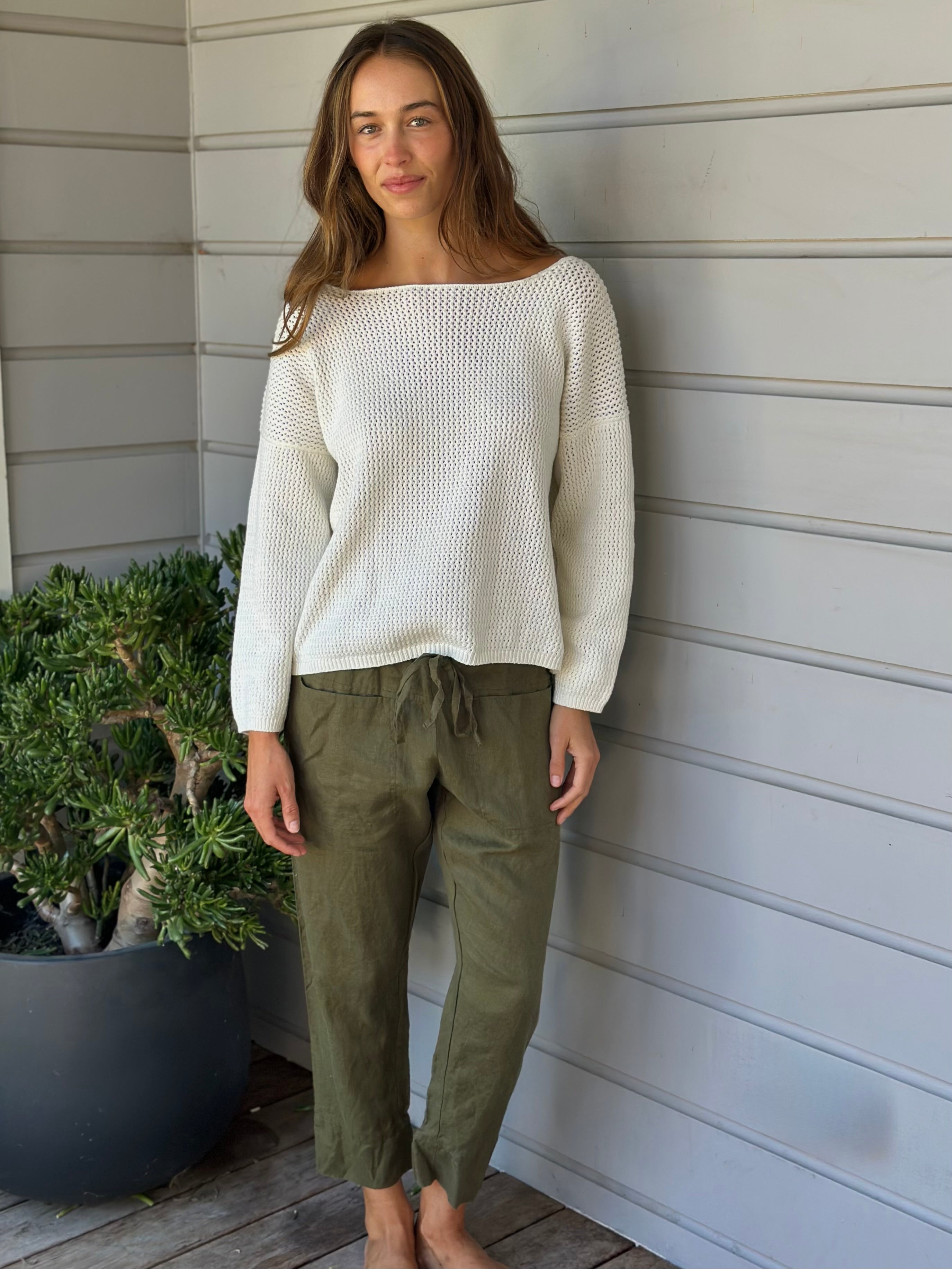 darcy pants - army linen