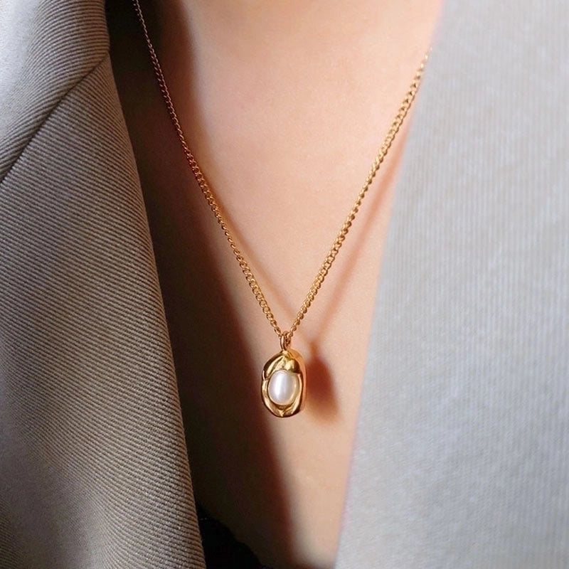 Titanium Steel Vintage Style Water Droplets Heart Shape Bow Knot Plating Pendant Necklace