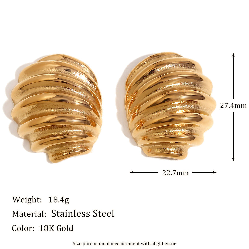Fashion Personality Niche Design Earrings Stainless Steel 18K Gold Plated Oval Bow Earrings For Women