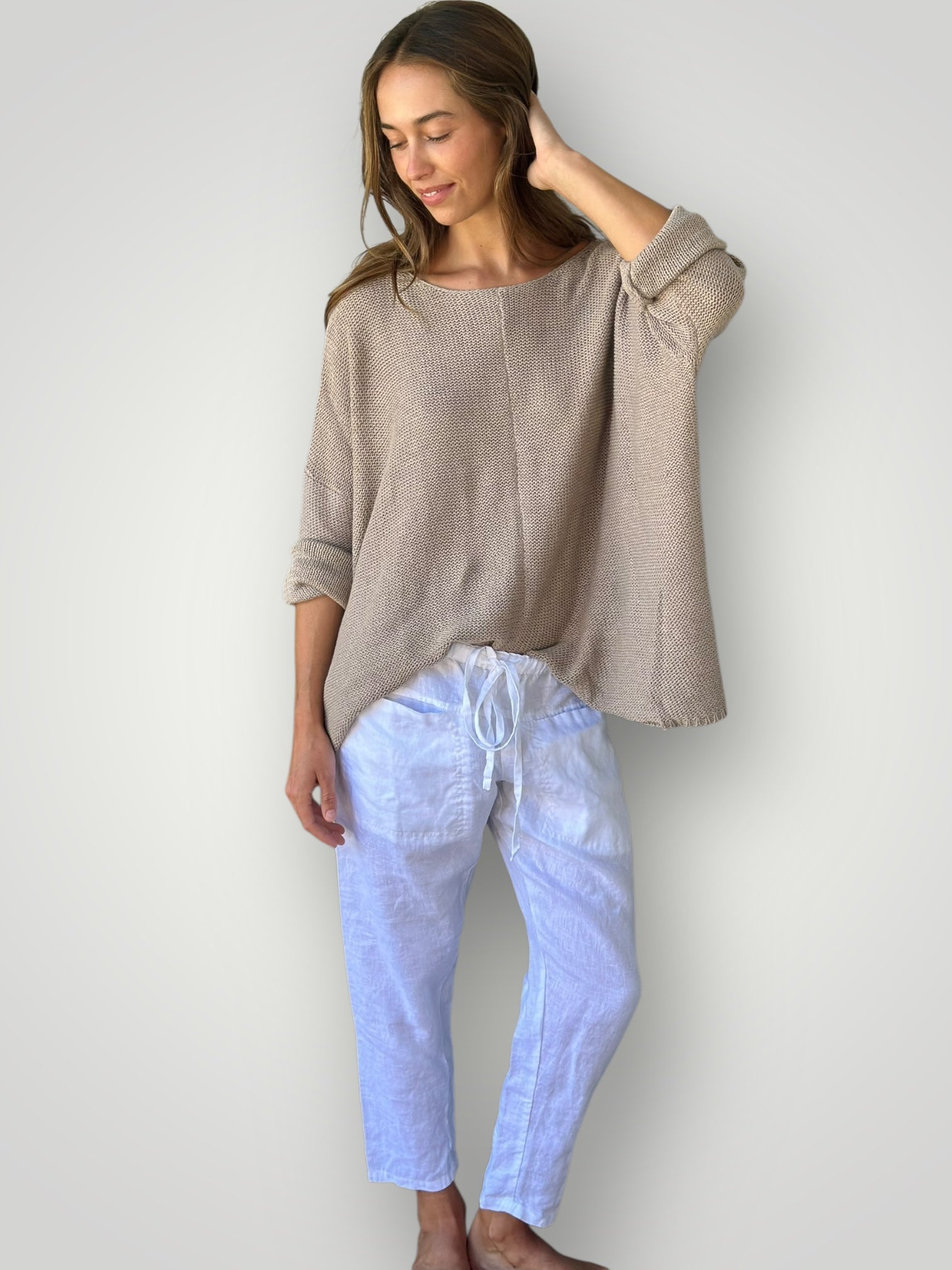 jessie pant-white linen