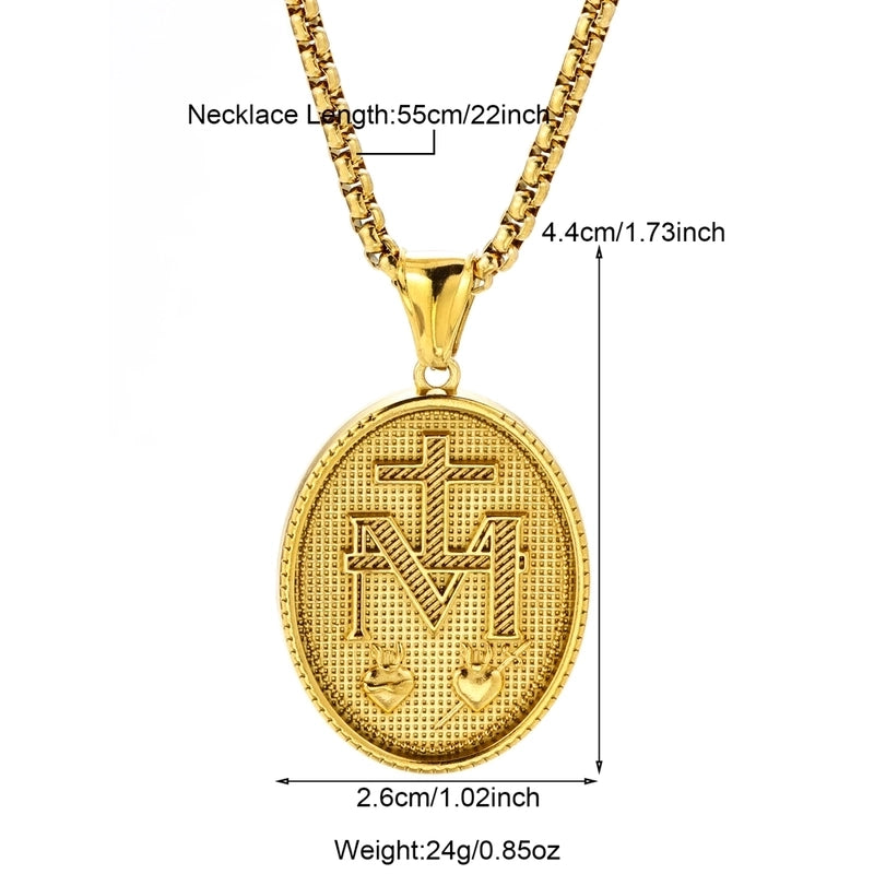 Modern Style Classic Style Portrait Cross Solid Color 304 Stainless Steel 18K Gold Plated Round Pendant Necklace