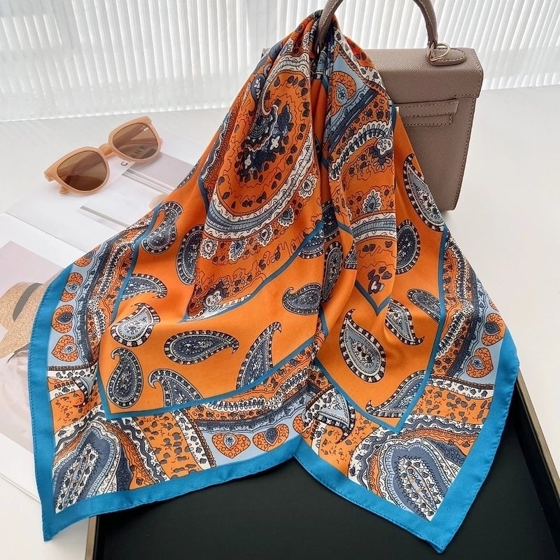 Women's Casual Hip-Hop Vacation Leopard Satin Silk Scarf