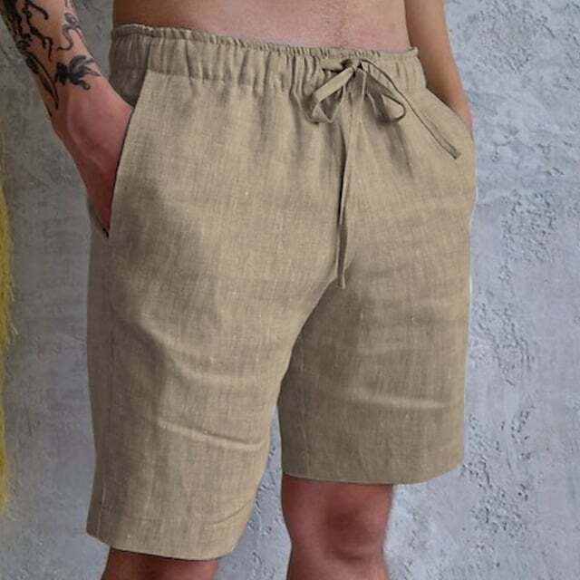 8-PACK Men's Linen Shorts Summer Shorts