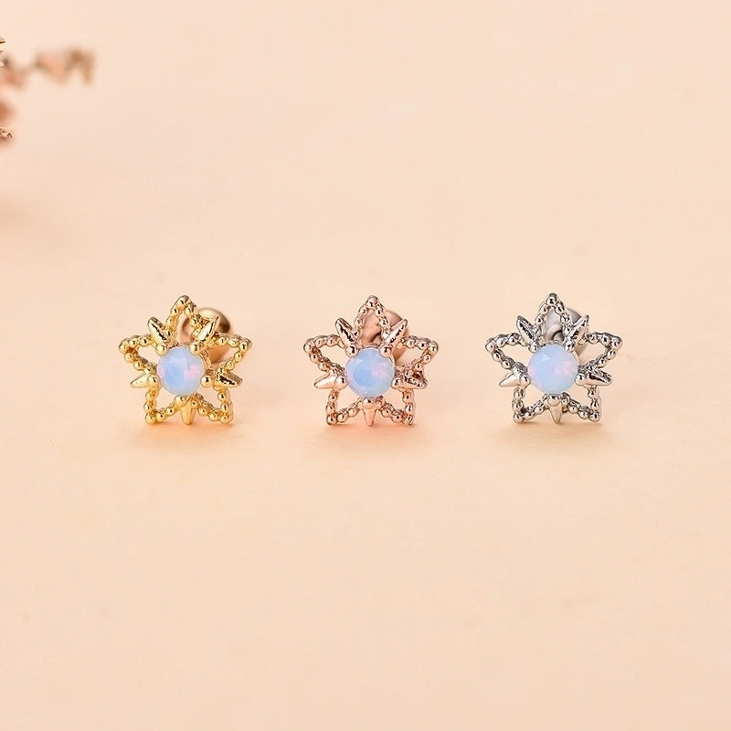 Minimalist Star Heart Shape Stainless Steel Copper Plating Inlay Zircon Ear Studs 1 Piece
