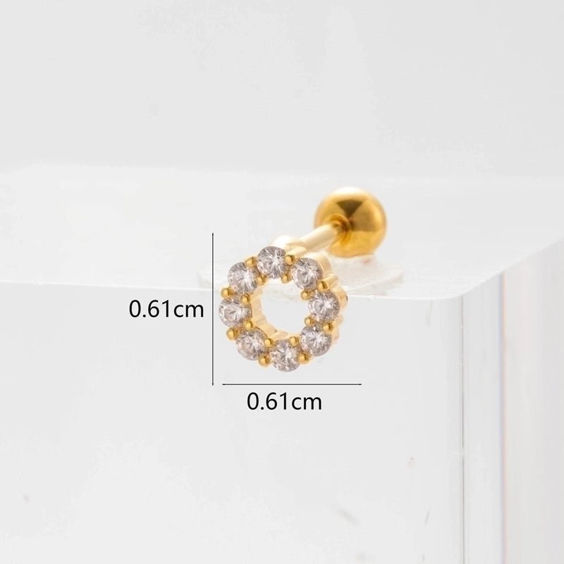 Ear Cartilage Rings & Studs Flower 316L Stainless Steel  Copper Inlaid Zircon