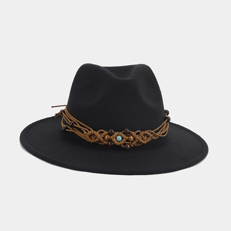 Women's Elegant Basic Solid Color Big Eaves Fedora Hat