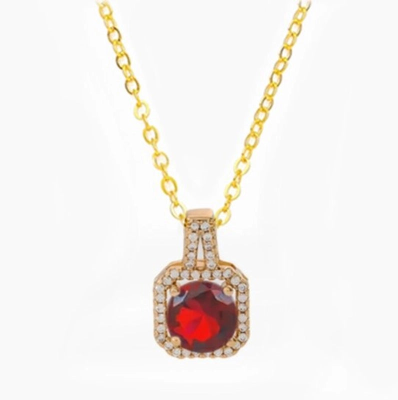 201 Stainless Steel White Gold Plated Gold Plated Classic Style Plating Inlay Square Glass Zircon Pendant Necklace